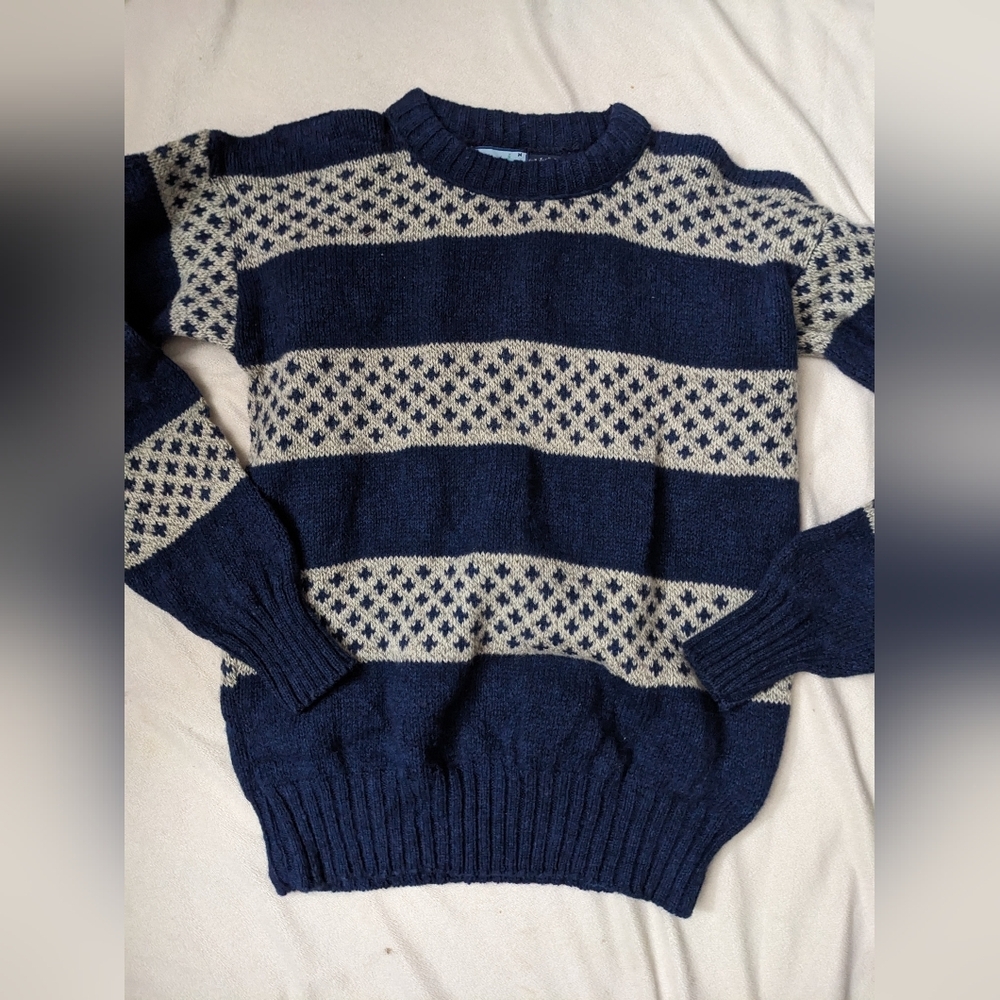 Vintage Fieldmaster Sweater Mens Multicolor 100% Wool USA Medium Hipster Grandpa